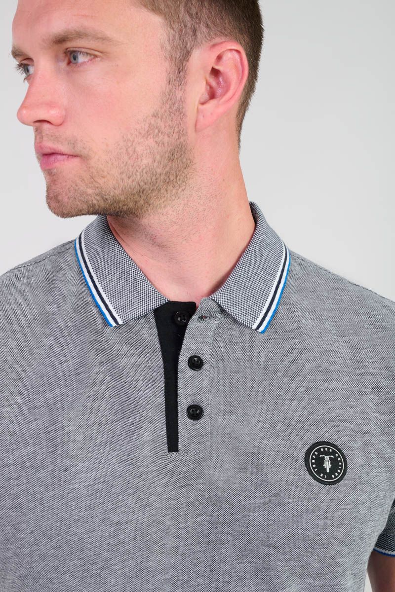 Le Temps des Cerises Pirox Polo in Grey Jacquard | Buster McGee
