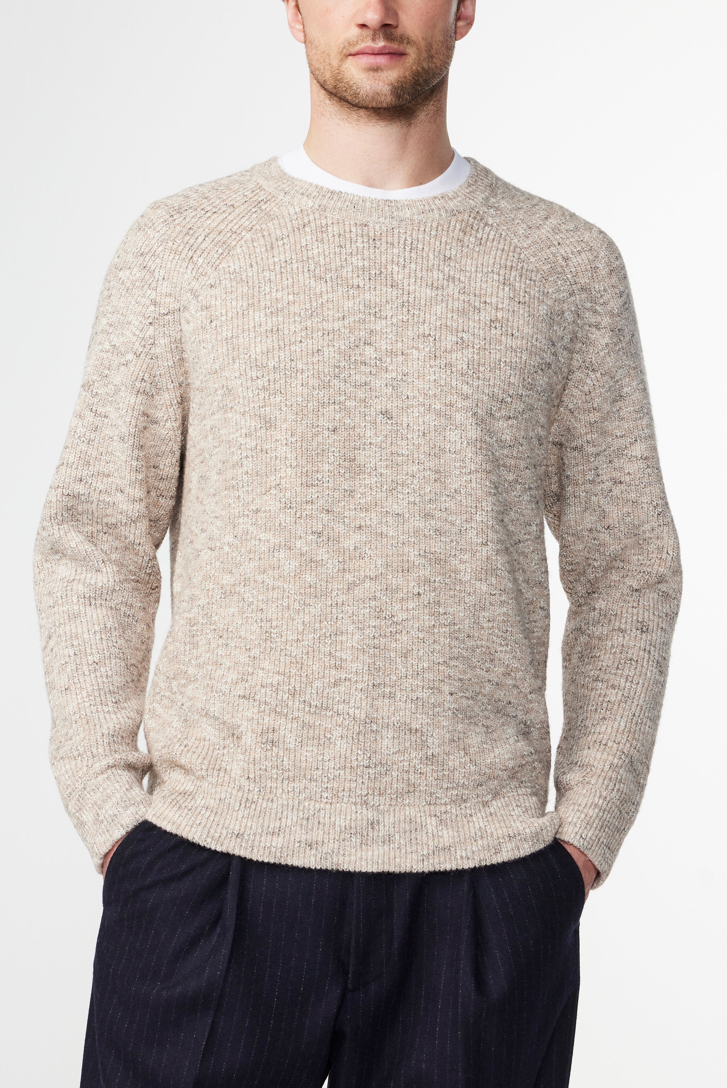 NN.07 Jacobo Boucle 6673 Crewneck in White Pepper | Buster McGee