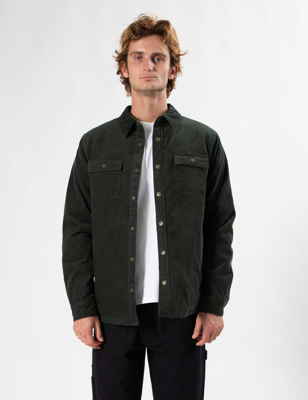 Mr Simple Quilted Cord Jacket in Pine | Buster McGee