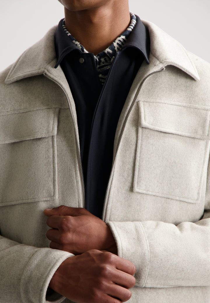 DSTREZZED Colton Wool Jacket in Silver Birch | Buster McGee