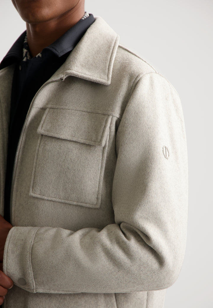 DSTREZZED Colton Wool Jacket in Silver Birch | Buster McGee
