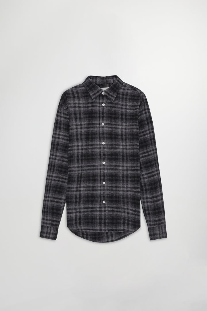NN07 Arne 5166 Cotton Check Shirt in Dark Grey Check | Buster McGee
