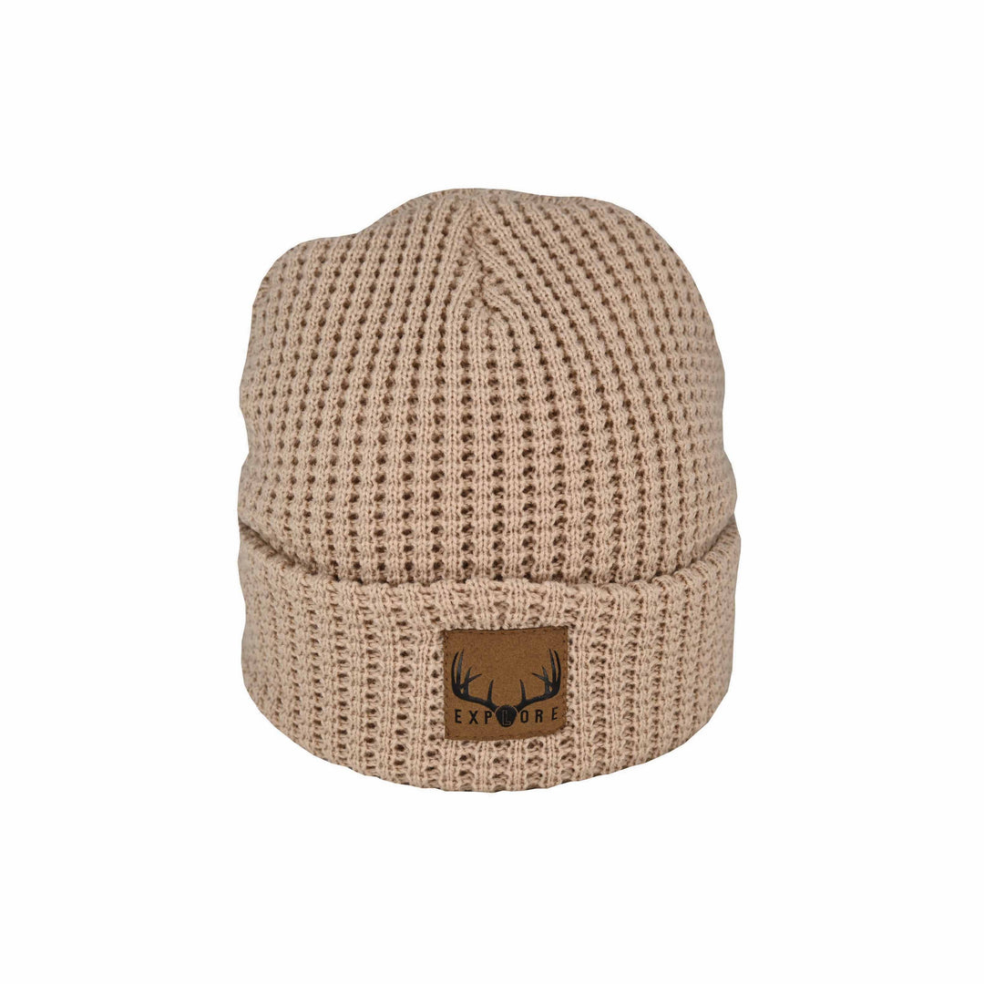Hunter Waffle Knit Explore Beanie in Tan | Buster McGee