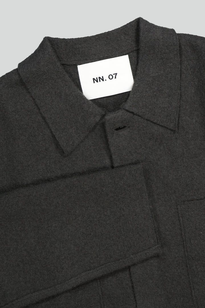NN07 - Jonas 6398 Boiled Wool Shirt in Dark Army | Buster McGee