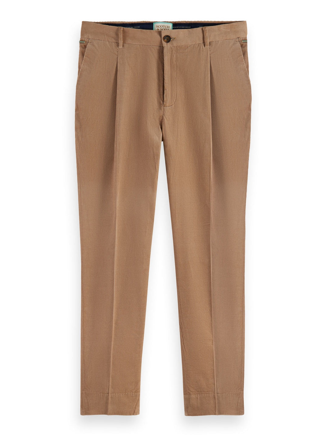 Scotch & Soda - Blake Pleated Corduroy Chino in Camel | Buster McGee