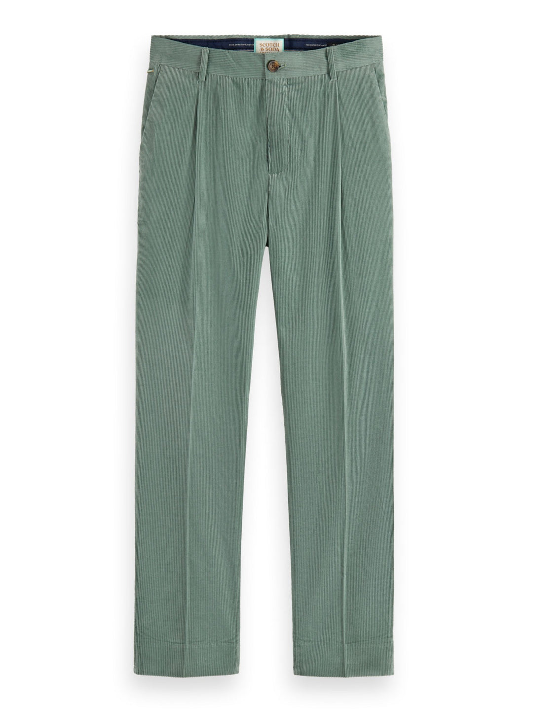 Scotch & Soda - Blake Pleated Corduroy Chino in Seaweed | Buster McGee