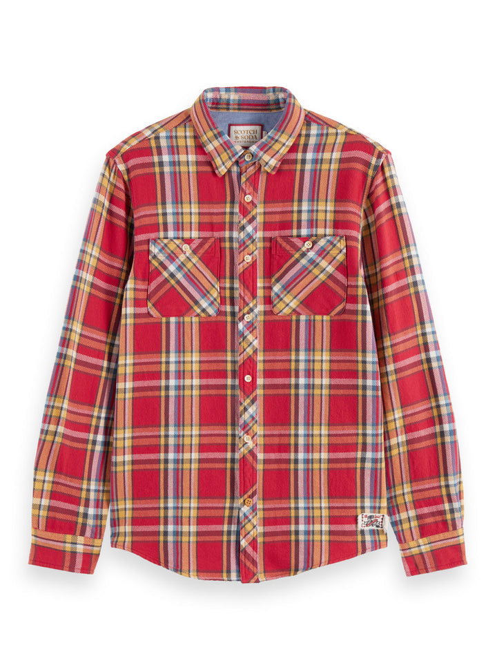 Flannel Check Roll Up Shirt in Red Check | Buster McGee