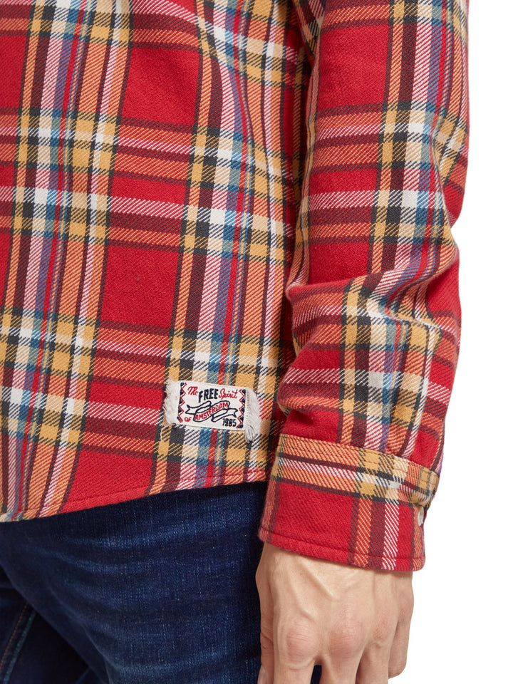 Flannel Check Roll Up Shirt in Red Check | Buster McGee