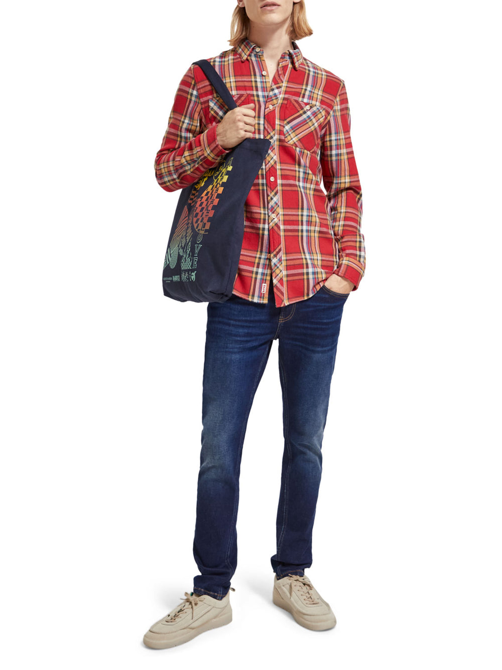 Flannel Check Roll Up Shirt in Red Check | Buster McGee