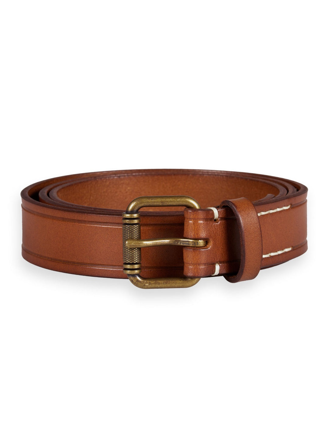 Scotch & Soda - Raw Edge Leather Belt in Deep Toffee | Buster McGee