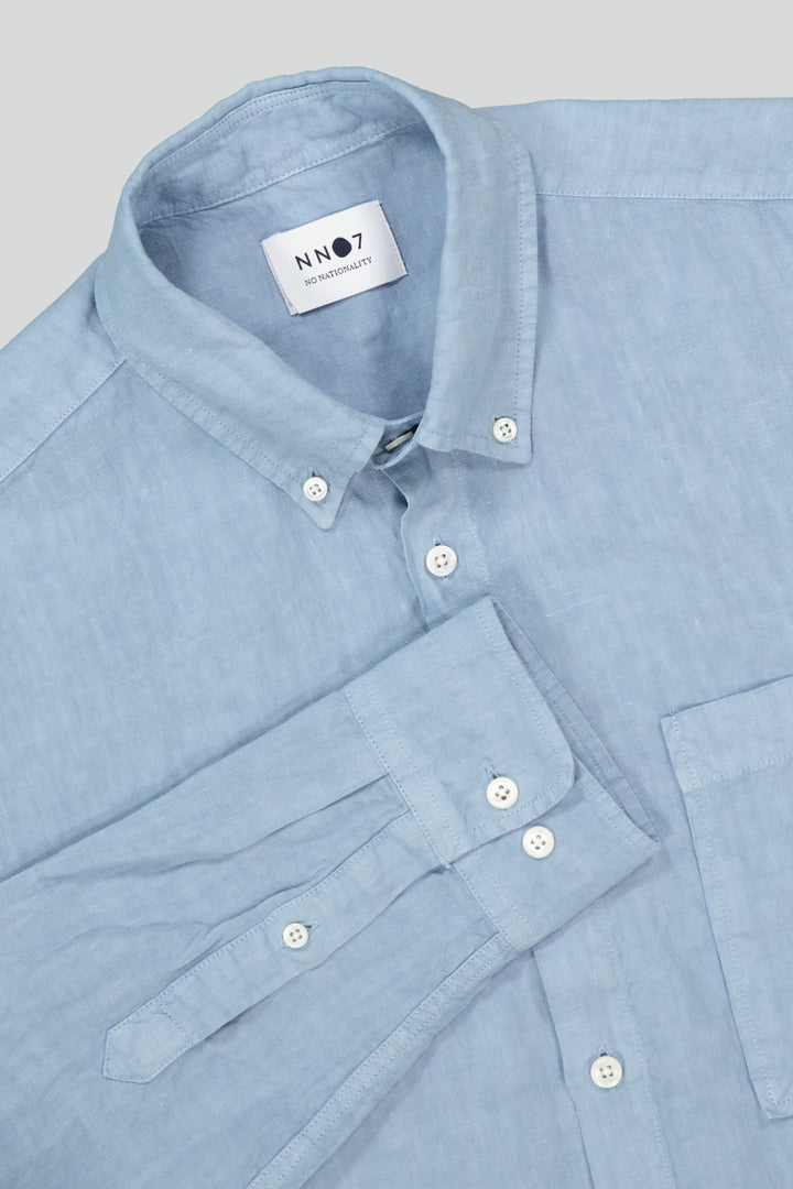 NN07 Arne BD 5706 Linen Shirt in Ashley Blue | Buster McGee