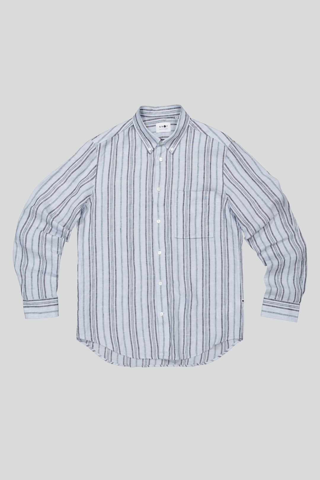 NN07 - Arne 5220 Linen LS Shirt in Navy Stripe | Buster McGee