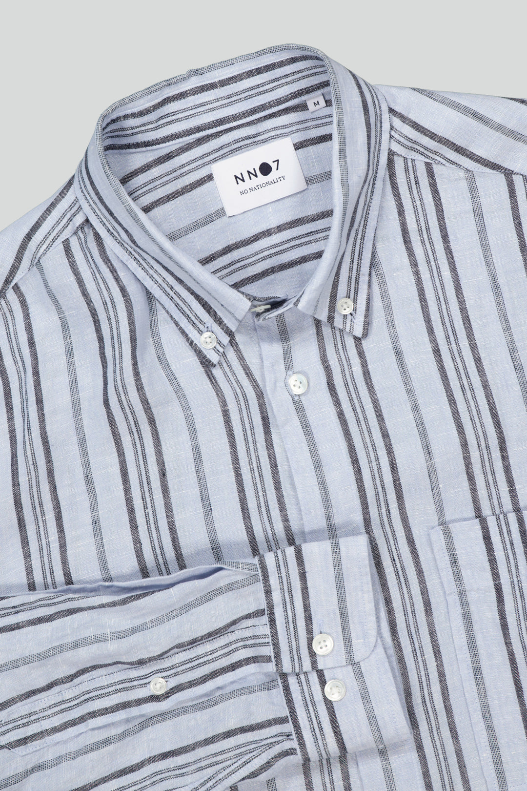 NN07 - Arne 5220 Linen LS Shirt in Navy Stripe | Buster McGee