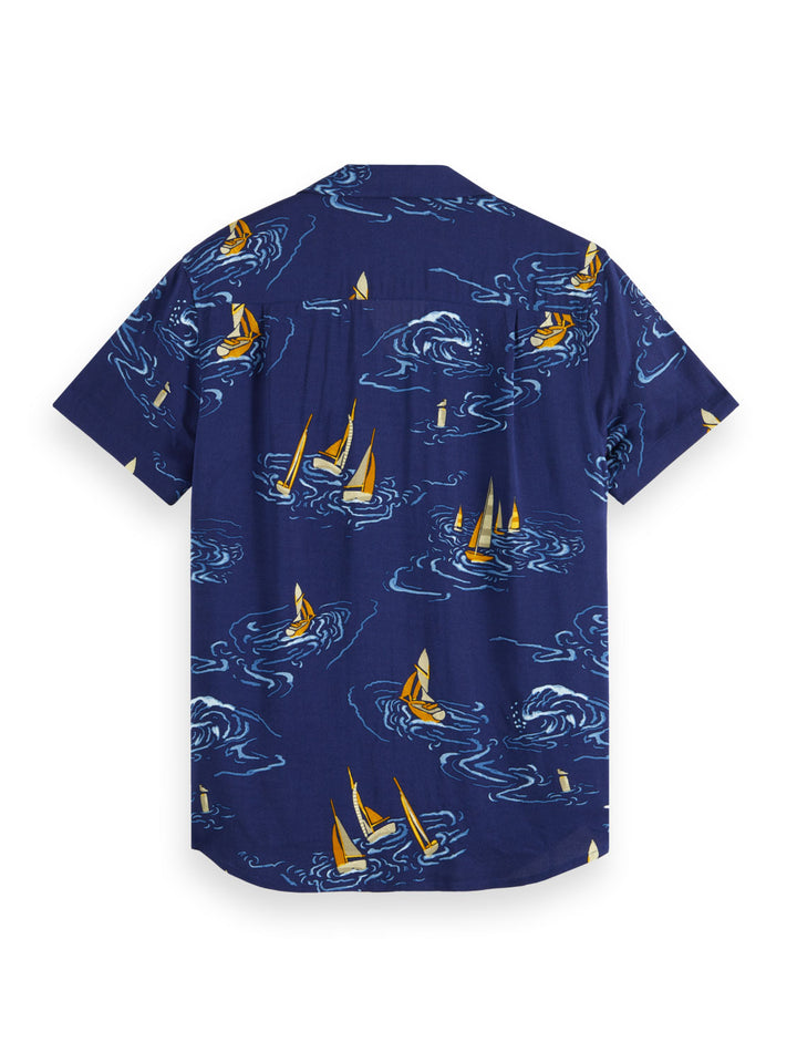 Regular Fit Printed Camp Shirt in Boats All Over Print | Buster McGee