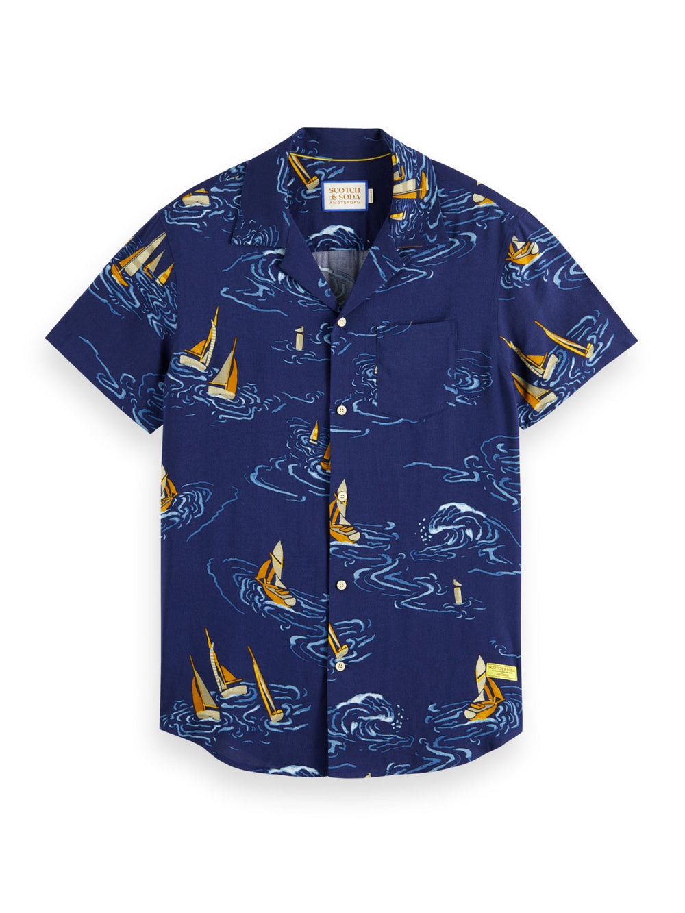 Regular Fit Printed Camp Shirt in Boats All Over Print | Buster McGee