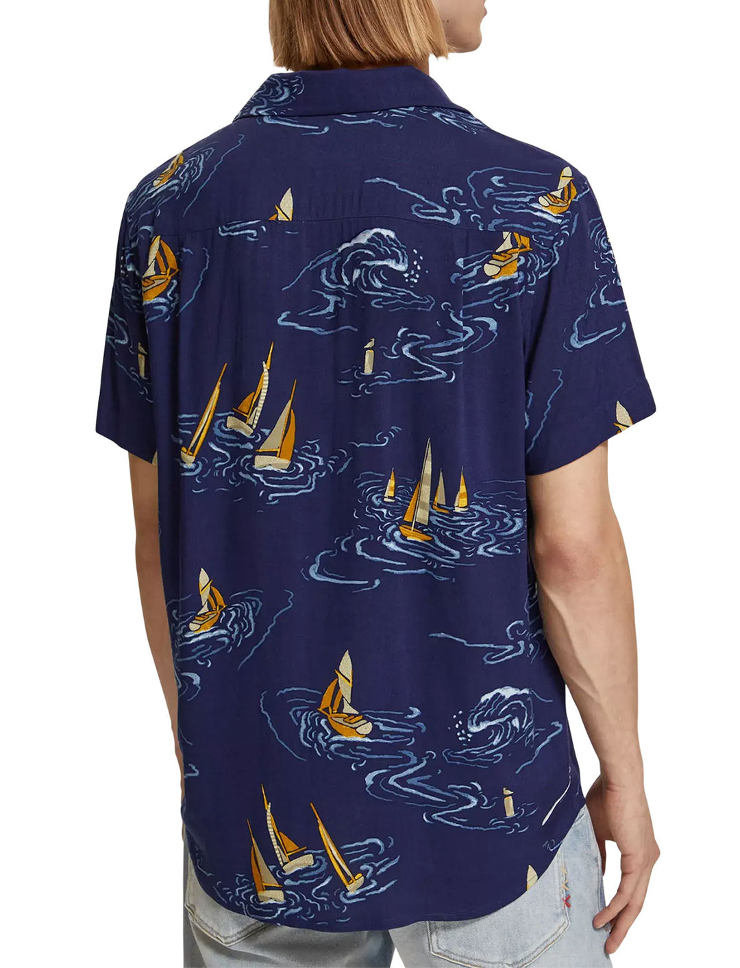 Regular Fit Printed Camp Shirt in Boats All Over Print | Buster McGee