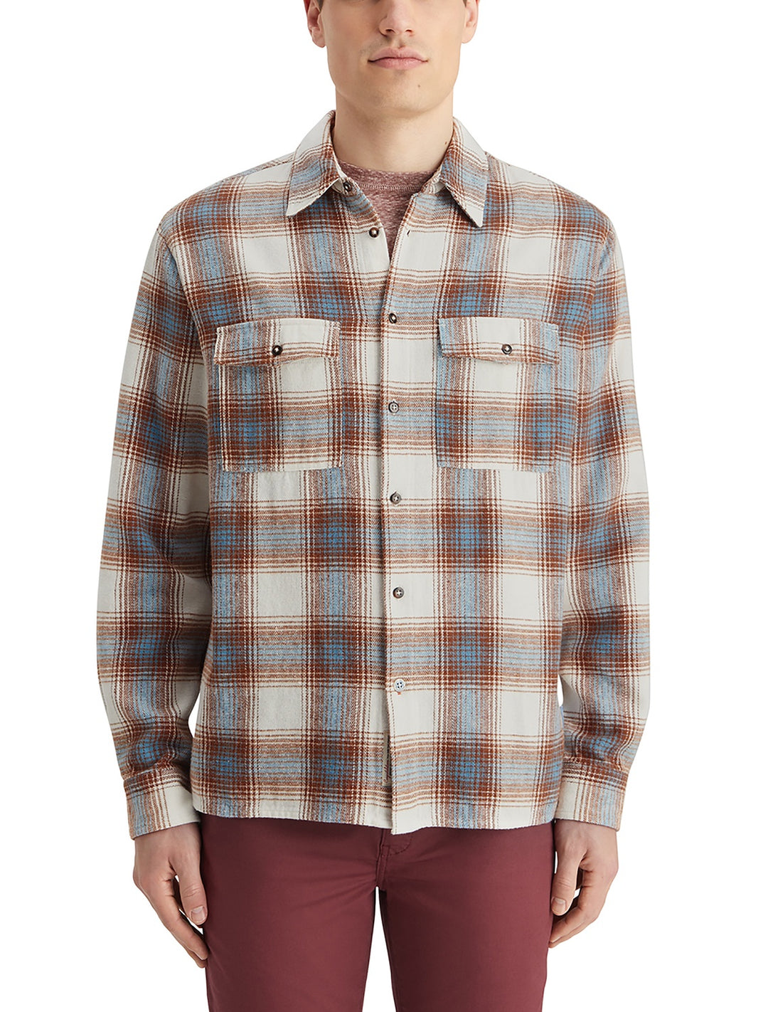 Scotch & Soda - Flannel Check Shirt in Sand Blue Check | Buster McGee