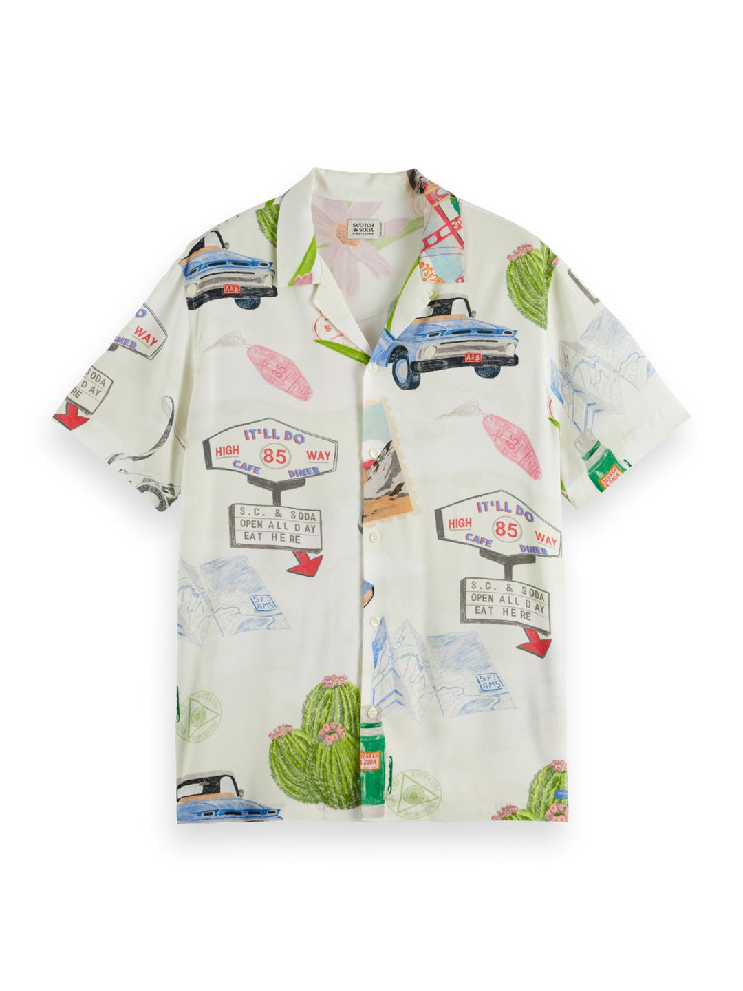 Relaxed Fit Printed Camp Shirt in On The Road Print | Buster McGee