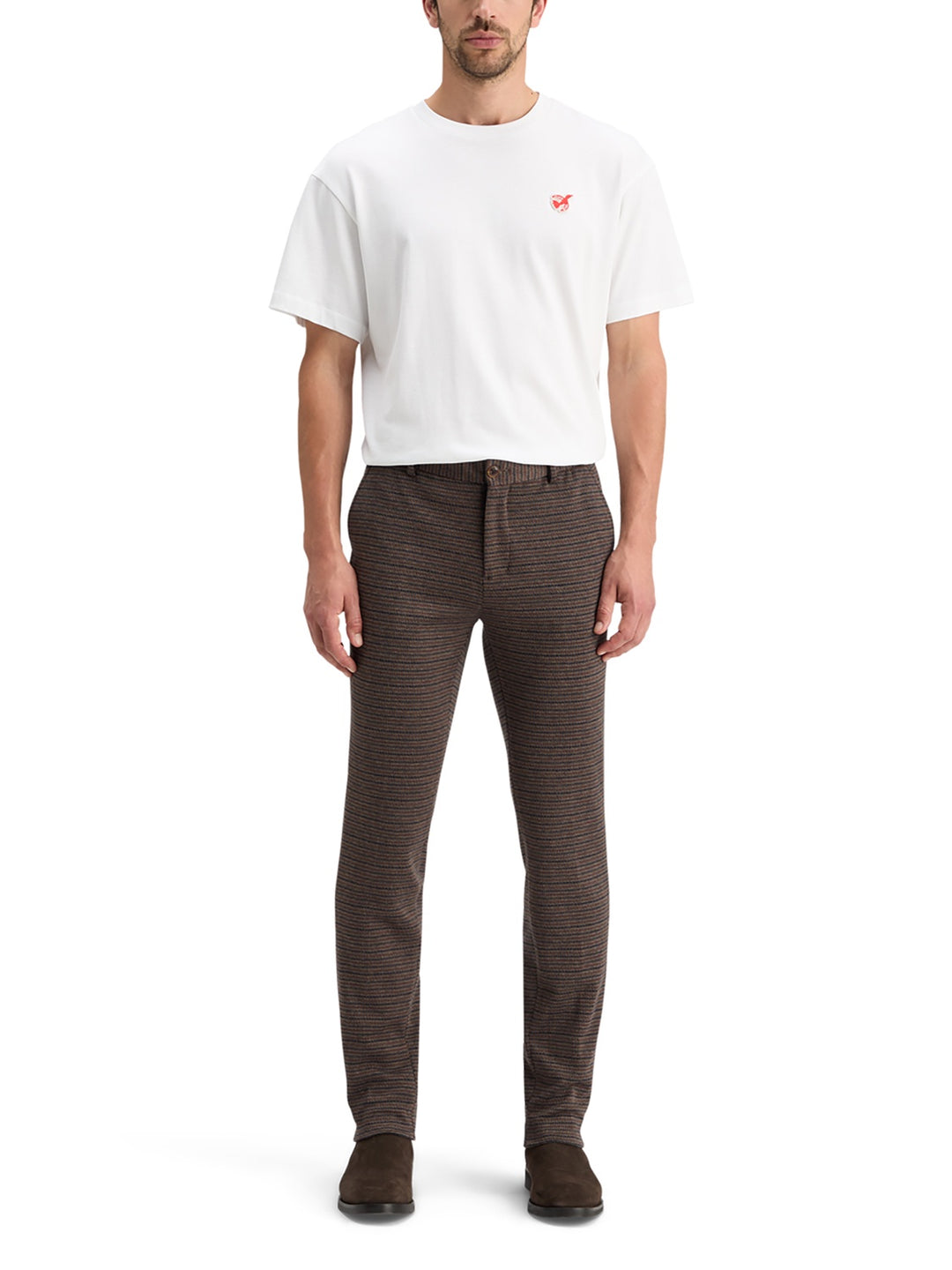 Scotch & Soda Mott Knitted Slim Fit Chino in Night Brown Mini Check