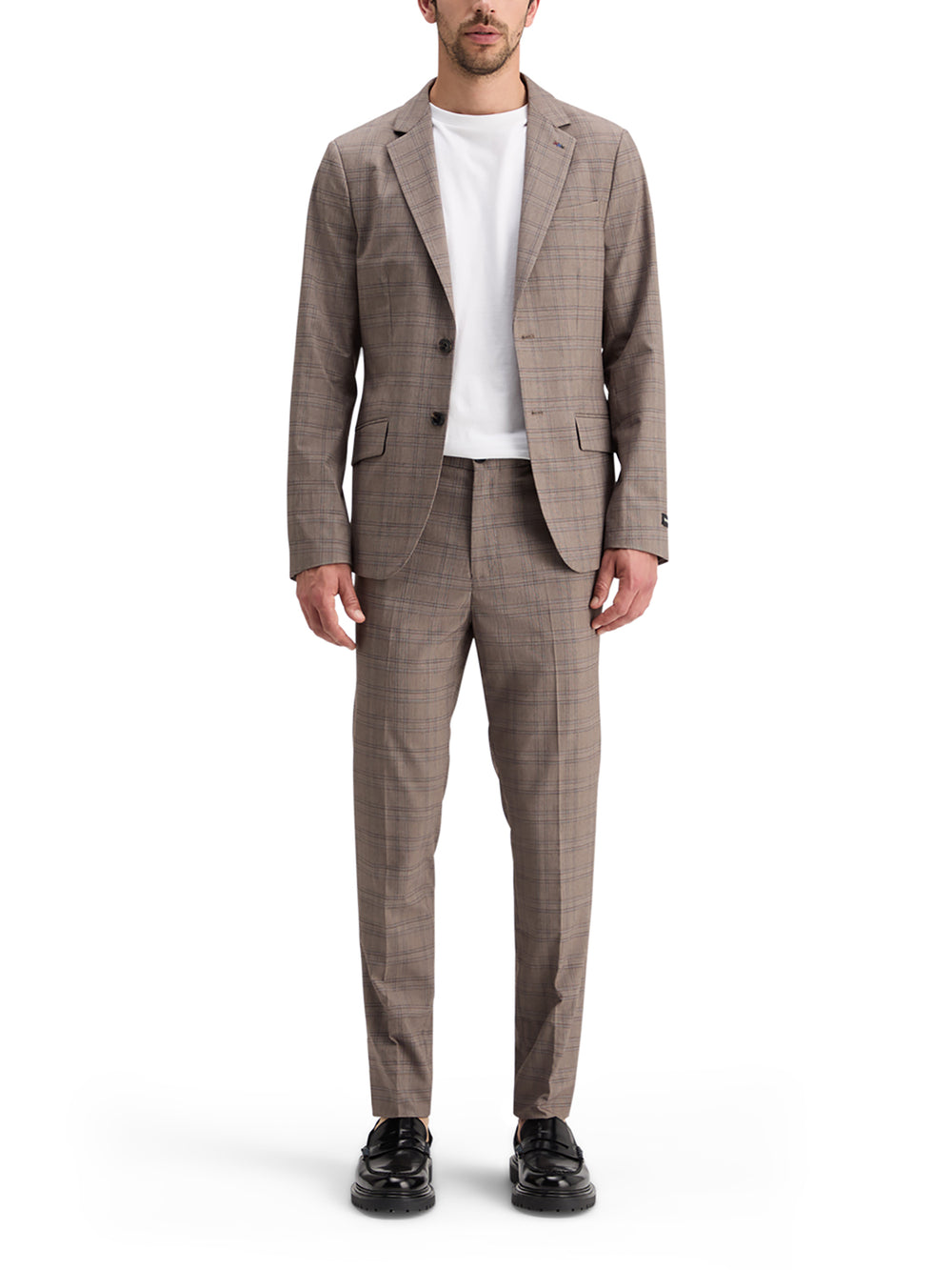 Scotch & Soda Tapered Yarn-Dyed Chino in Brown Ecru Check | Buster McGee