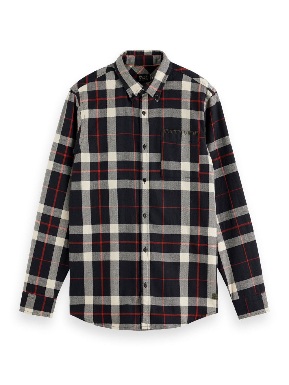 Scotch & Soda Herringbone Check Shirt in Black Check | Buster McGee