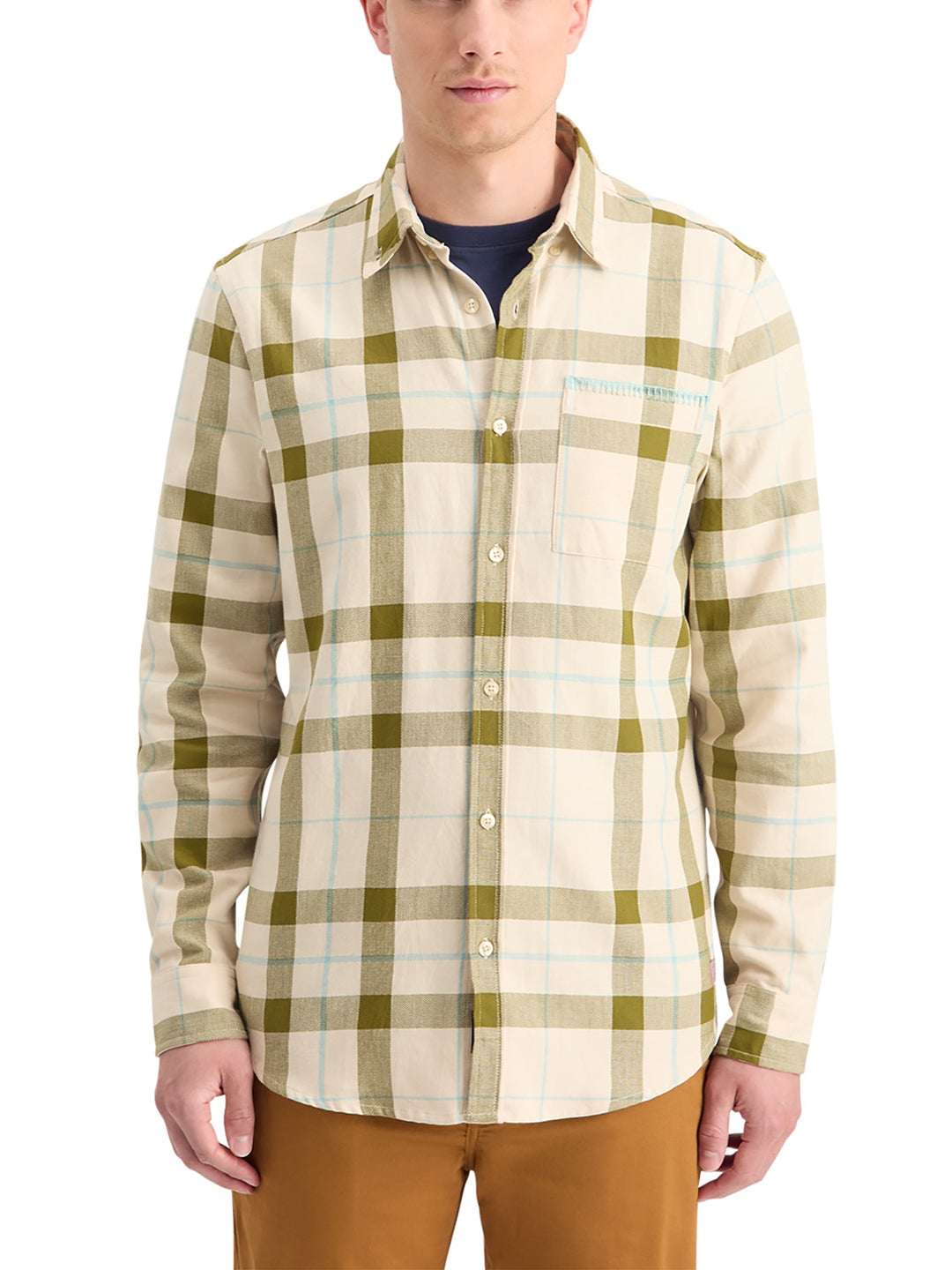 Scotch & Soda Herringbone Check Shirt in Beige Check | Buster McGee