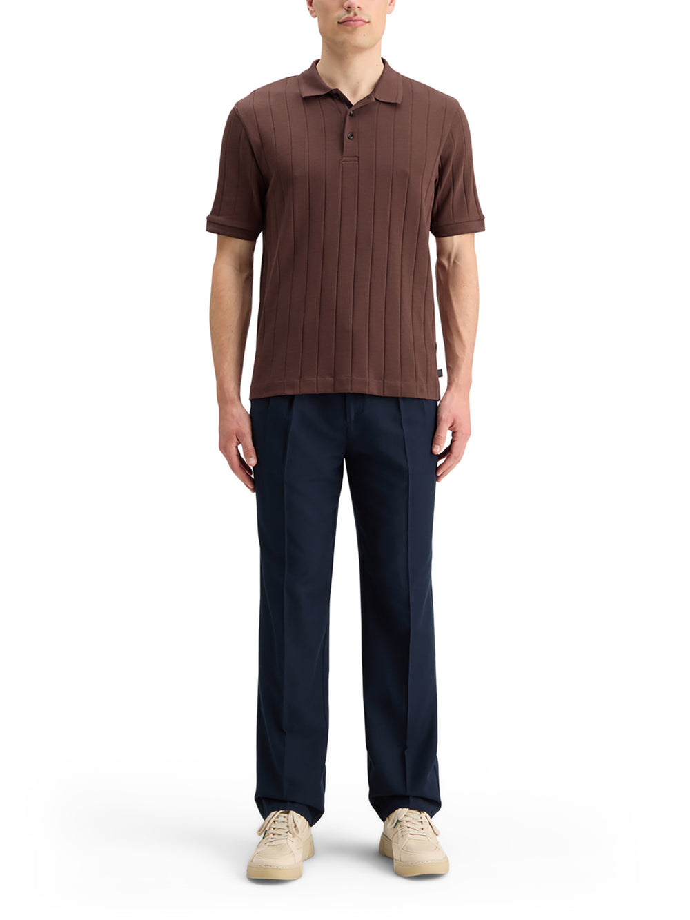 Scotch & Soda Rib Knitted Polo in Rich Mahogony | Buster McGee