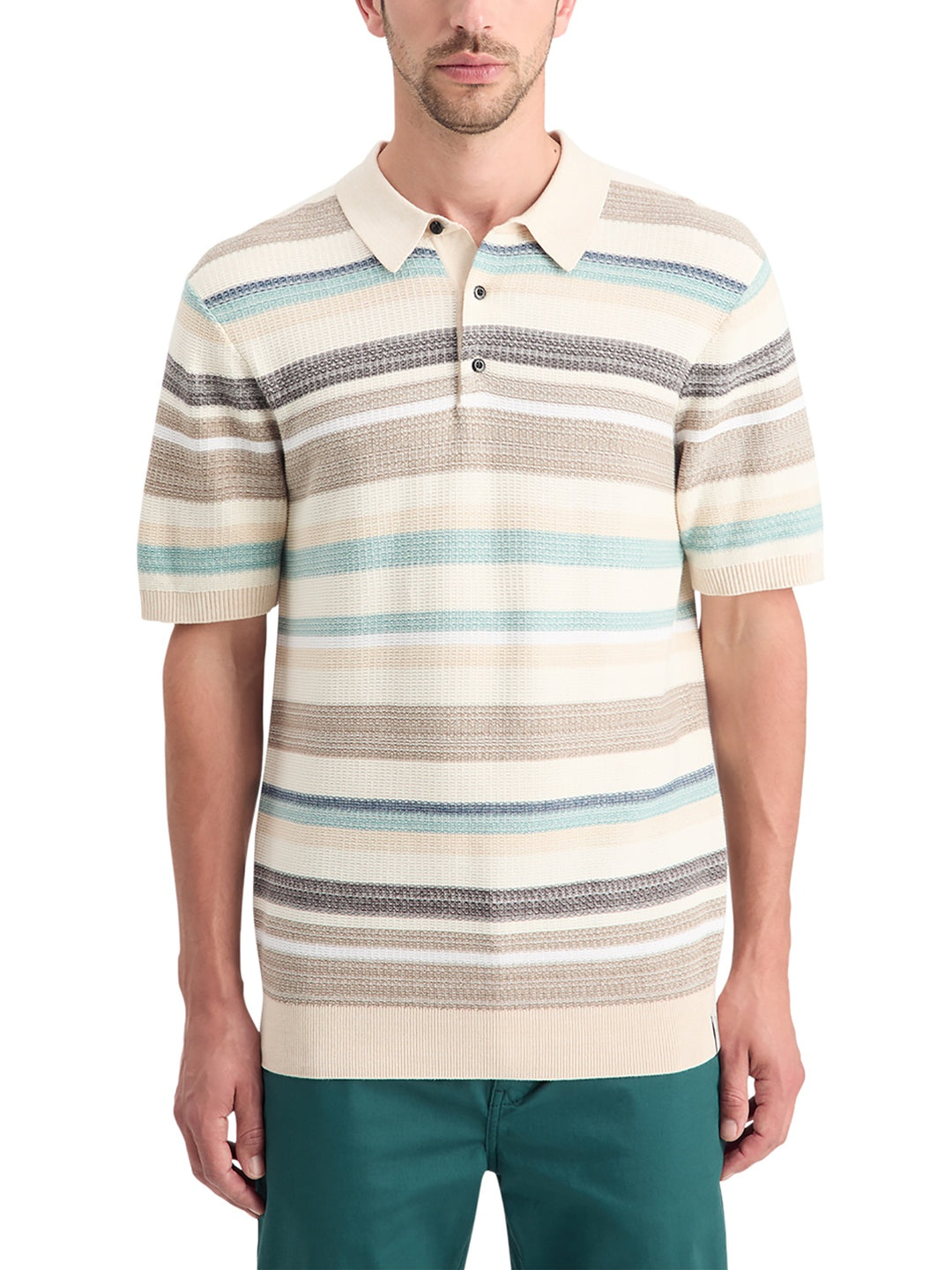 Scotch & Soda Structured Knitted Polo in Multi Stripe | Buster McGee