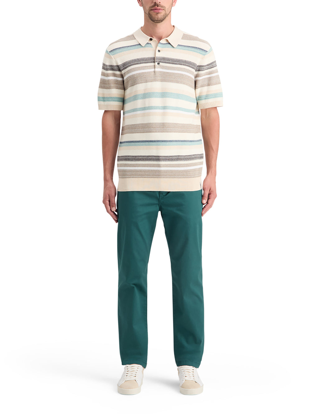 Scotch & Soda Structured Knitted Polo in Multi Stripe | Buster McGee