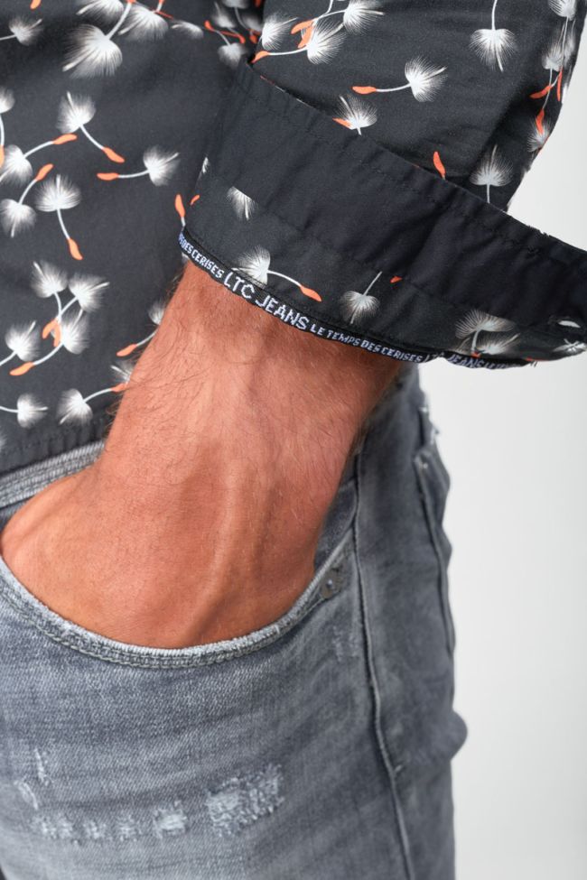 Gebas Leaf Print Longsleeve Shirt in Black | Buster McGee