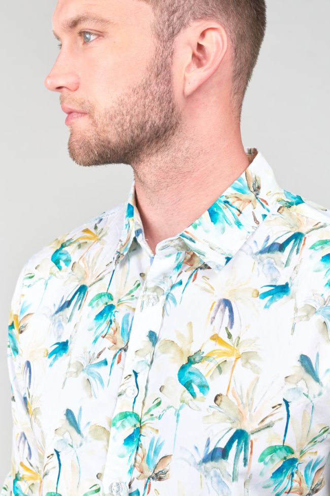 Orel Palm Print Longsleeve Shirt in White | Buster McGee Daylesford