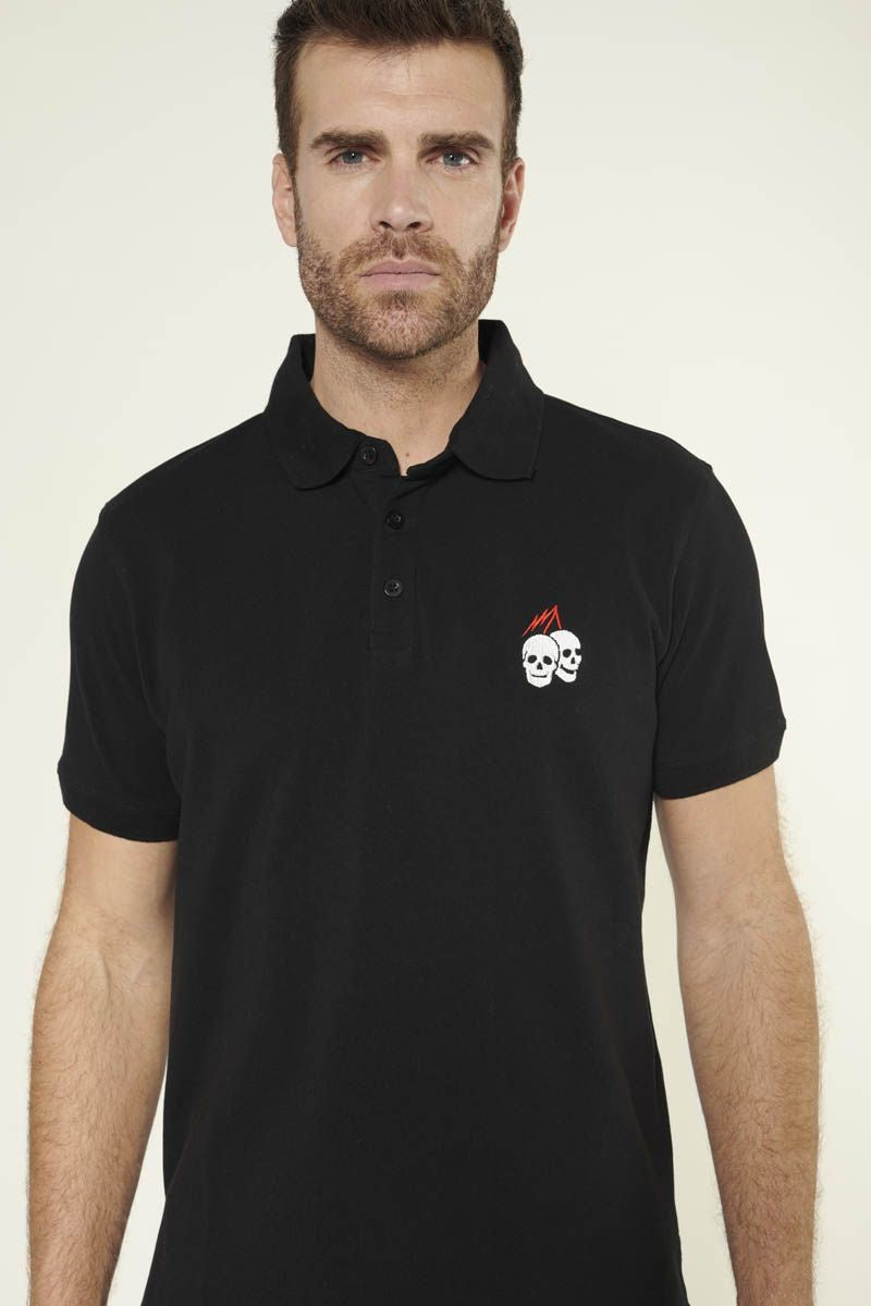 Erade Men's Polo with Skull Print in Black | Buster McGee