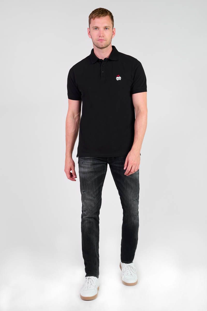 Erade Men's Polo with Skull Print in Black | Buster McGee