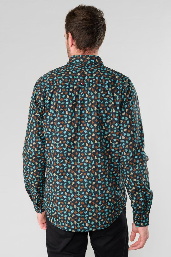 Feal Leaf Print Longsleeve Shirt in Black | Buster McGee