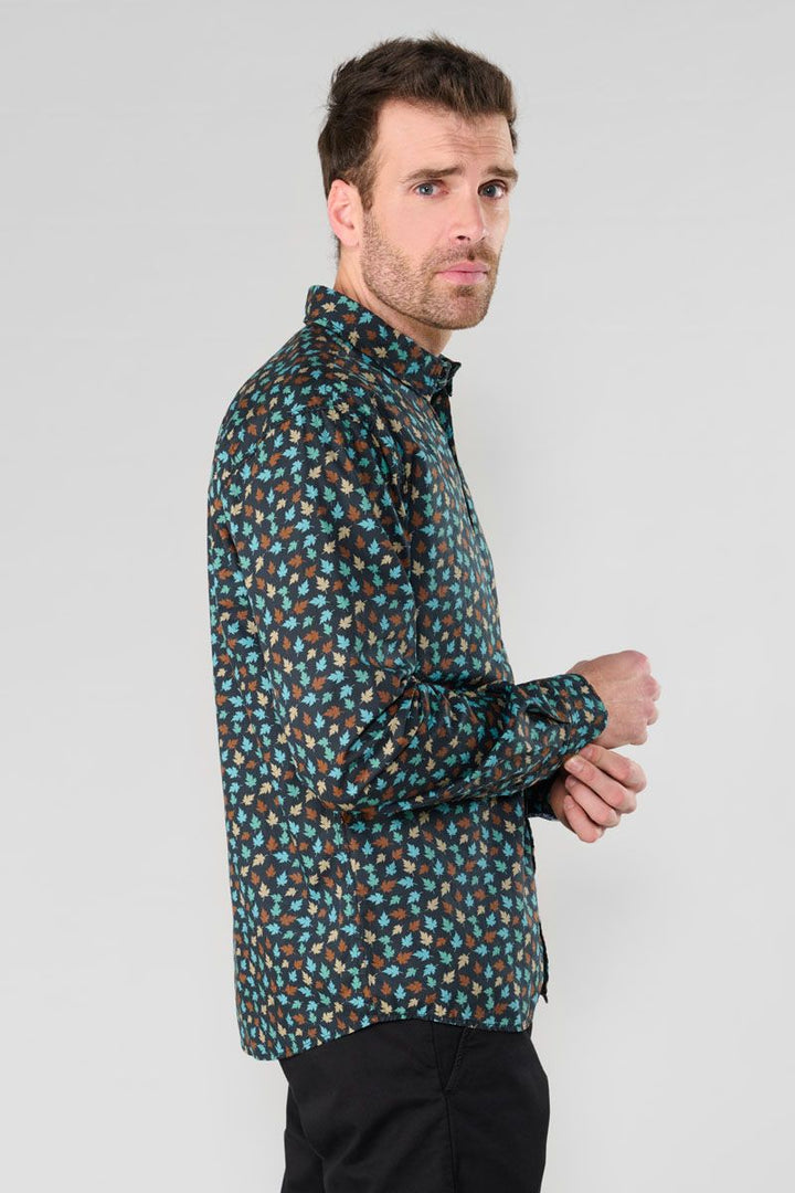 Feal Leaf Print Longsleeve Shirt in Black | Buster McGee