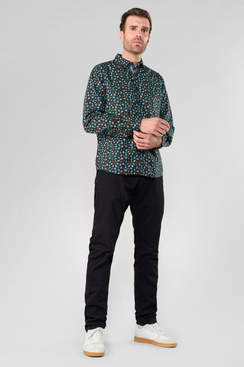 Feal Leaf Print Longsleeve Shirt in Black | Buster McGee