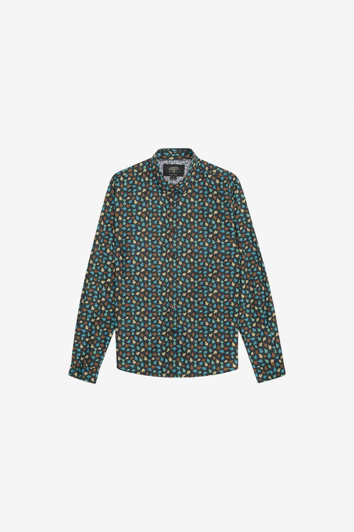 Feal Leaf Print Longsleeve Shirt in Black | Buster McGee