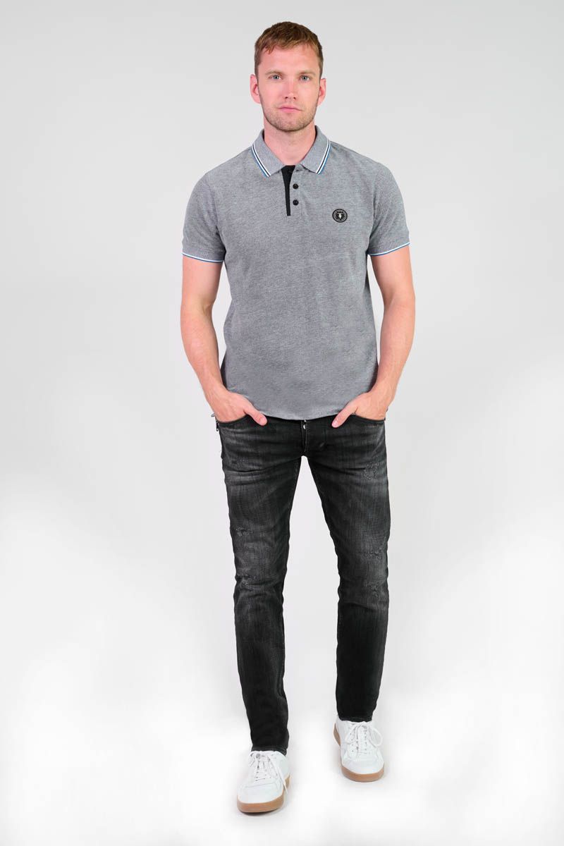 Pirox Men's Polo in Grey Jacquard | Buster McGee