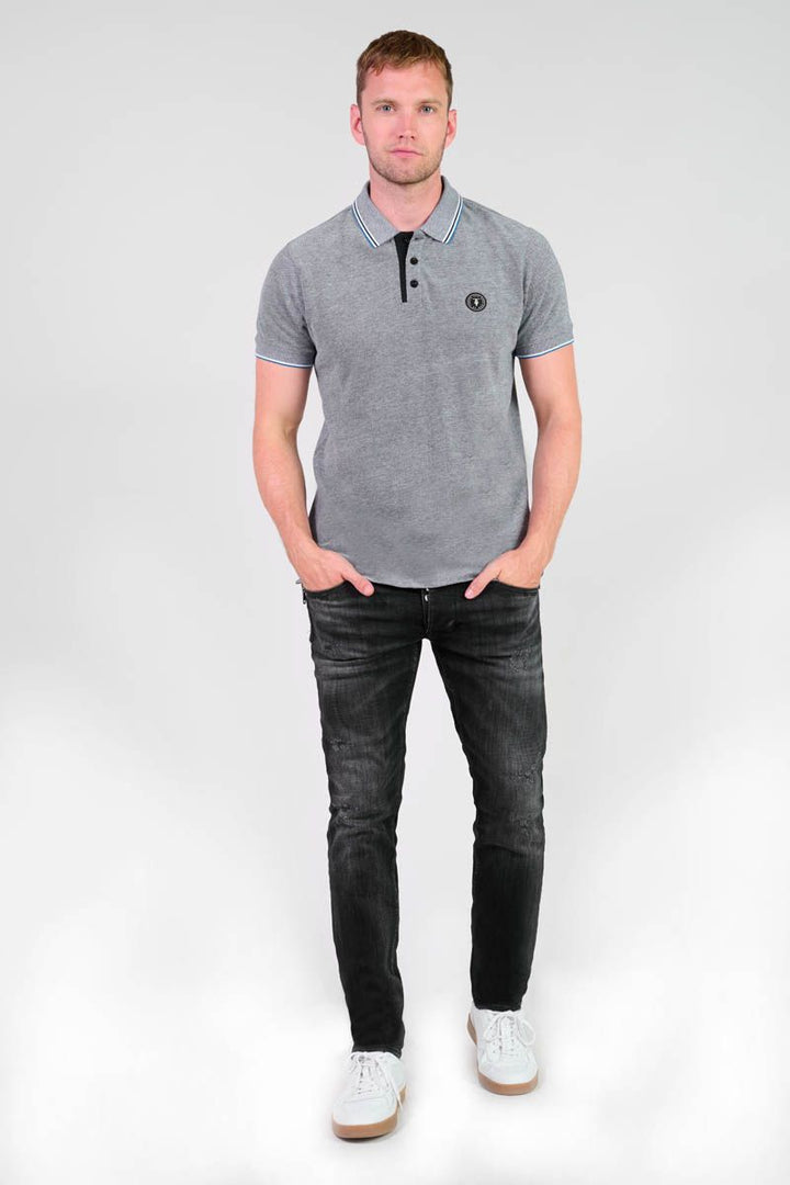 Pirox Men's Polo in Grey Jacquard | Buster McGee