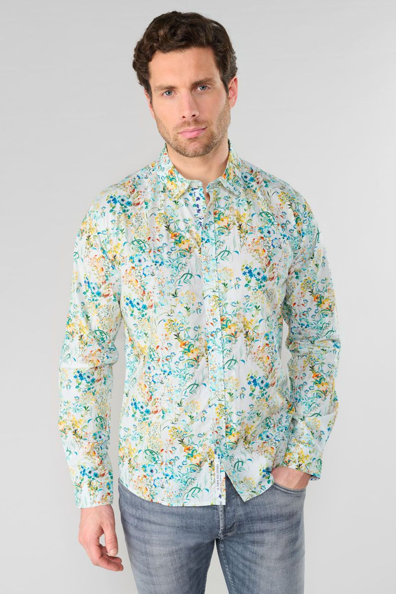 Prova Floral Print Longsleeve Shirt in White | Buster McGee