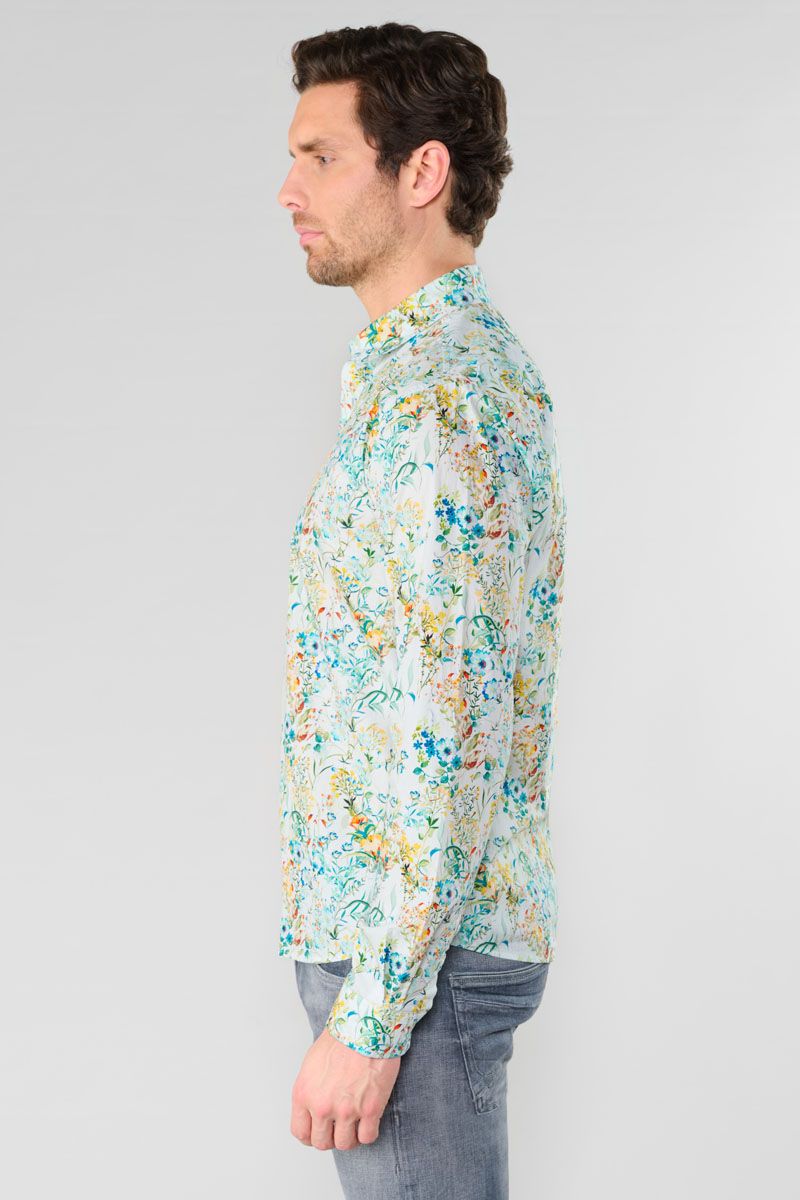 Prova Floral Print Longsleeve Shirt in White | Buster McGee