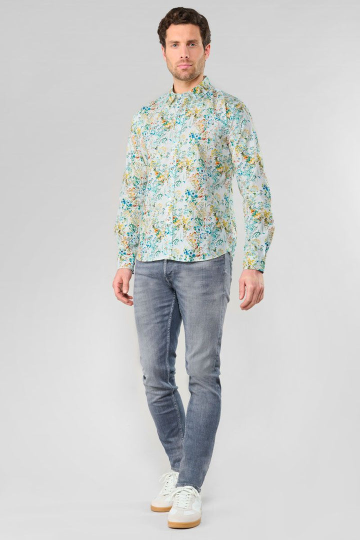 Prova Floral Print Longsleeve Shirt in White | Buster McGee