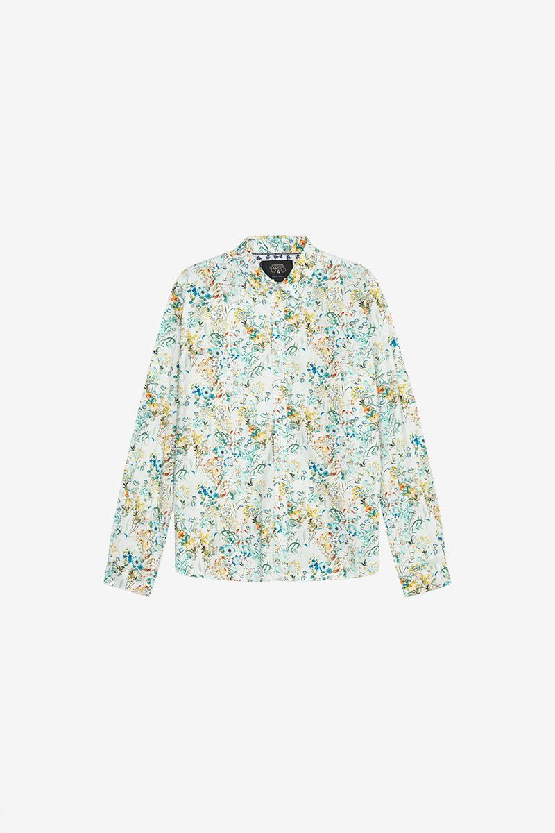 Prova Floral Print Longsleeve Shirt in White | Buster McGee