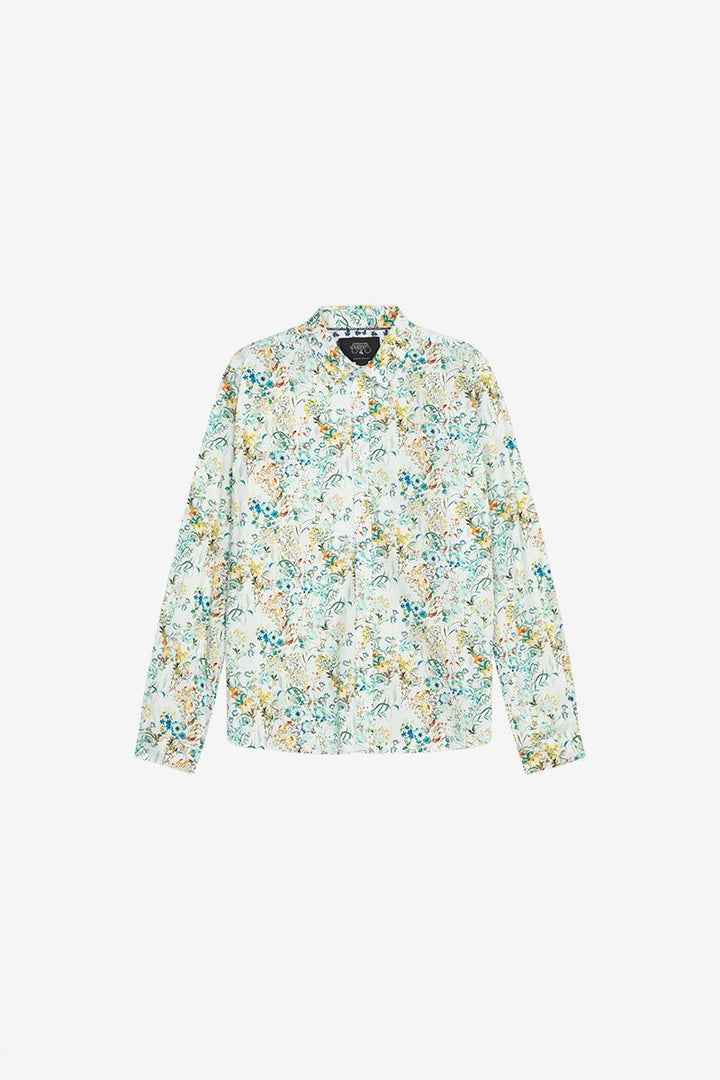 Prova Floral Print Longsleeve Shirt in White | Buster McGee