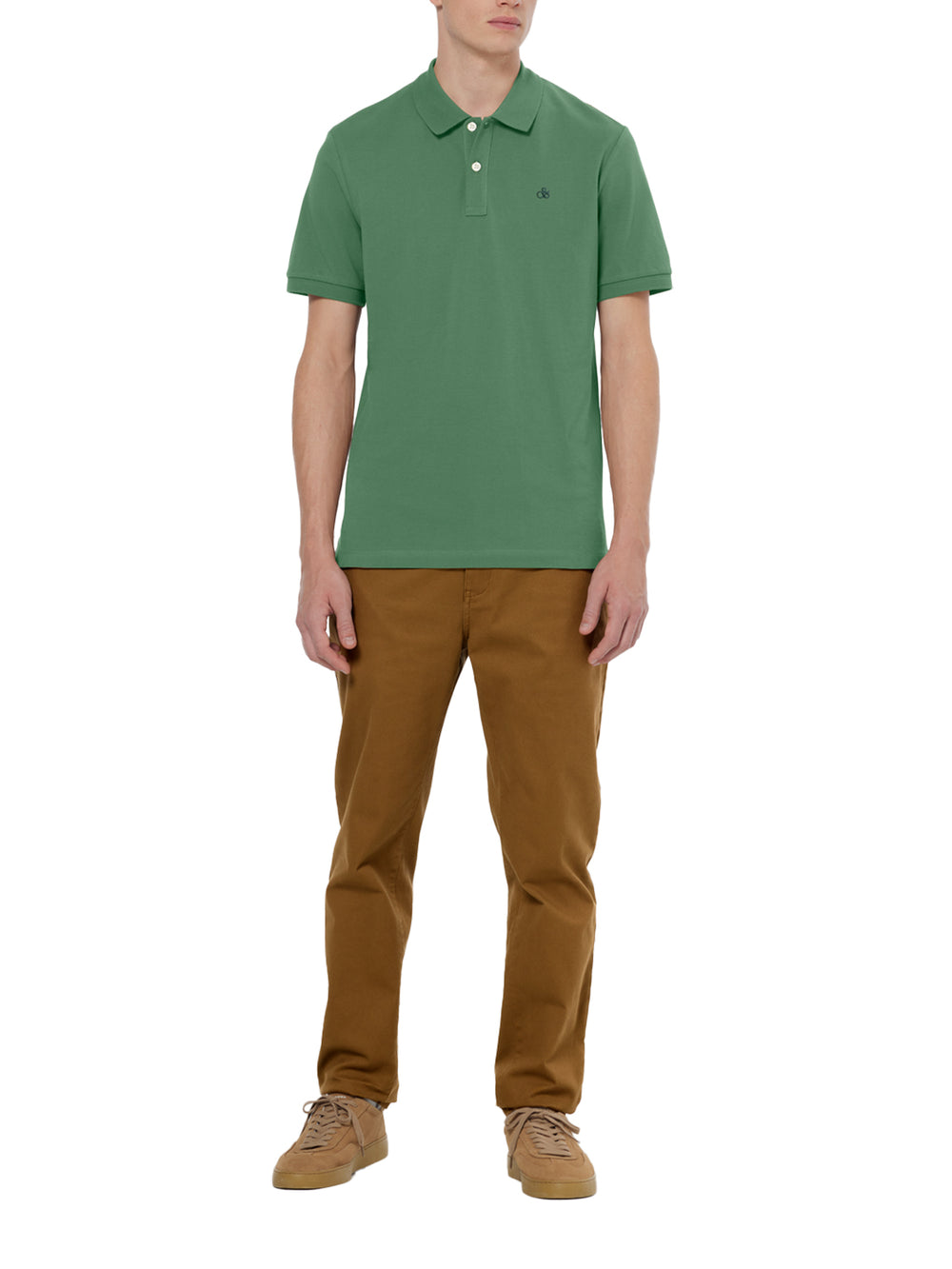 Scotch & Soda Logo Pique Polo Shirt in Sage Green | Buster McGee