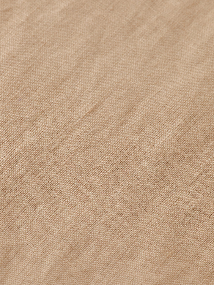 Scotch & Soda Collarless Linen Shirt in Soft Camel | Buster McGee