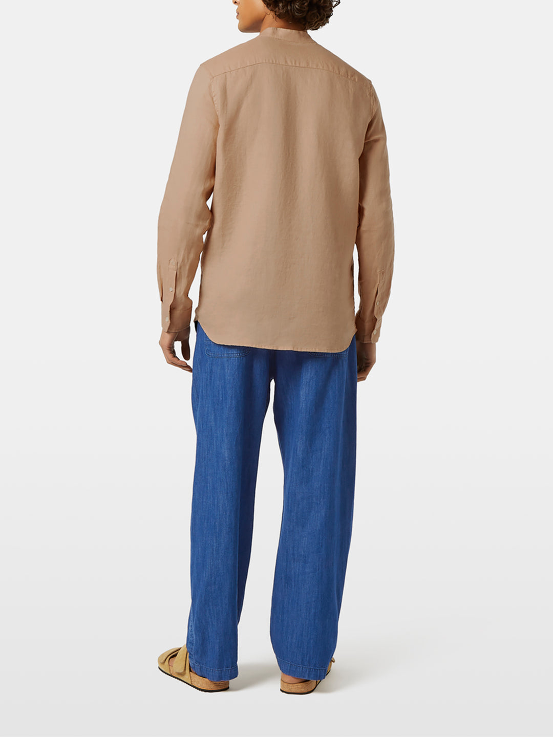 Scotch & Soda Collarless Linen Shirt in Soft Camel | Buster McGee