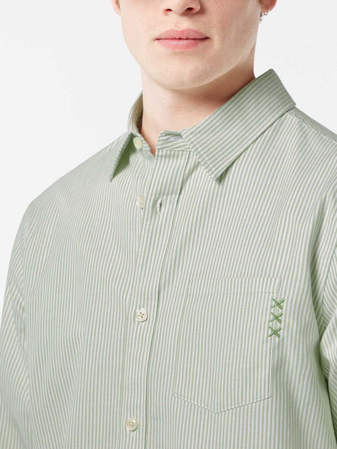 Scotch & Soda Striped Oxford Shirt in Pistachio Stripe | Buster McGee