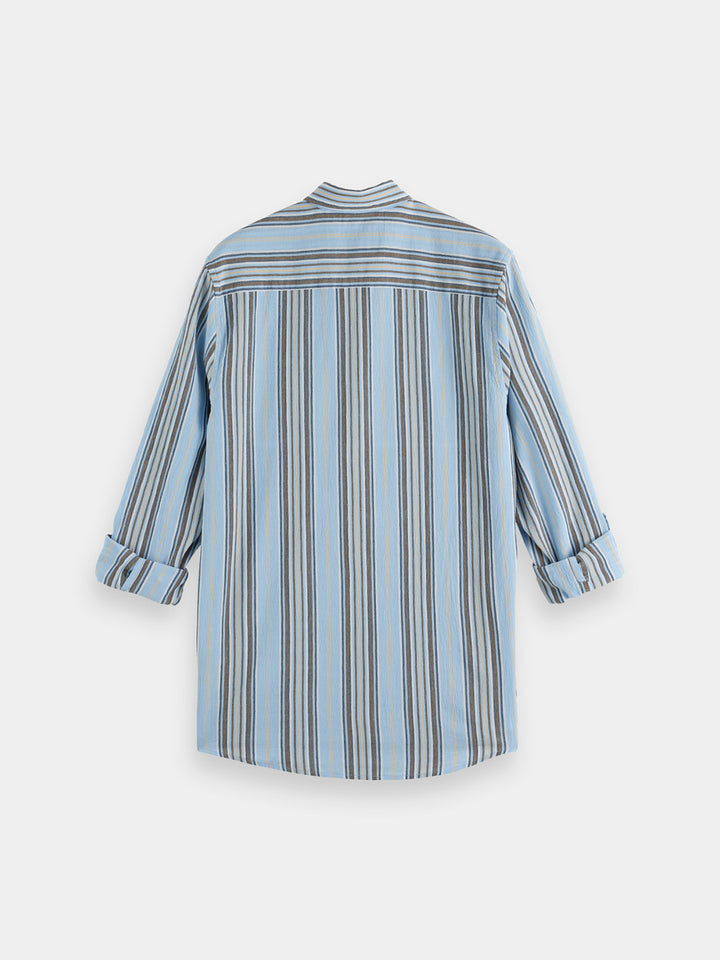 Scotch & Soda Crinkled Shirt in Soft Camel Stripe | Buster McGee