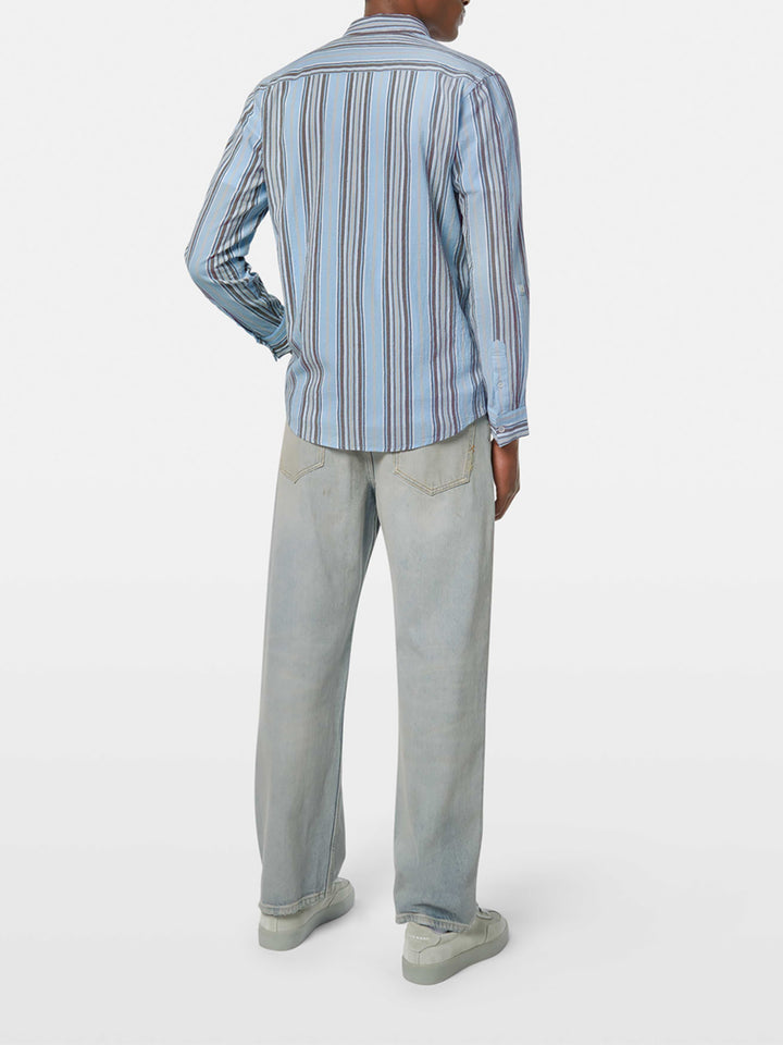Scotch & Soda Crinkled Shirt in Soft Camel Stripe | Buster McGee